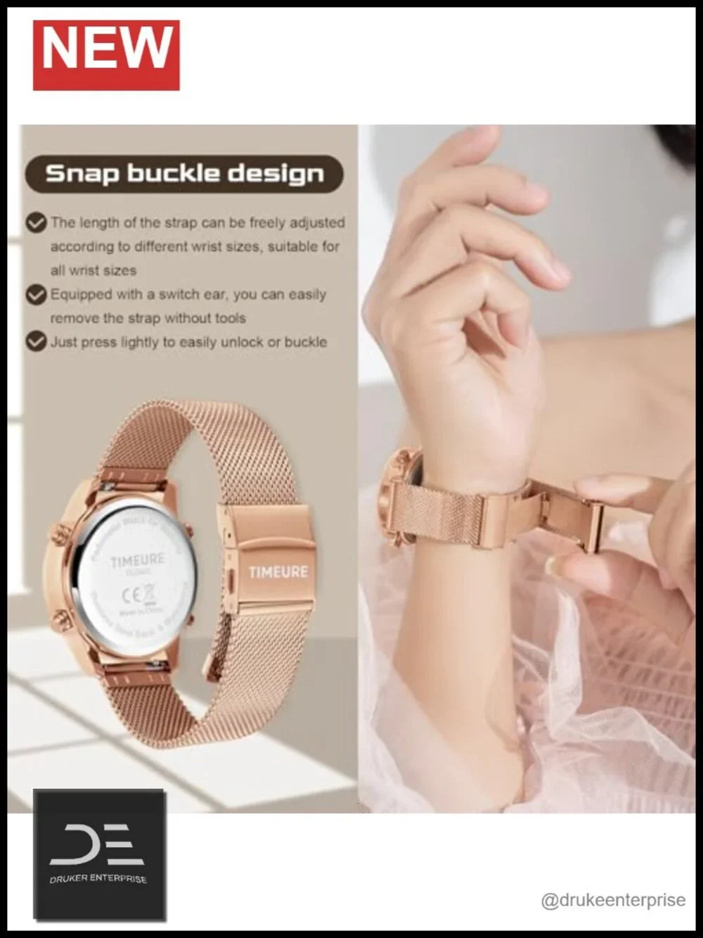 Pedometer Watch with Step, Calorie & Distance Tracking, Steel Mesh Band, No App
